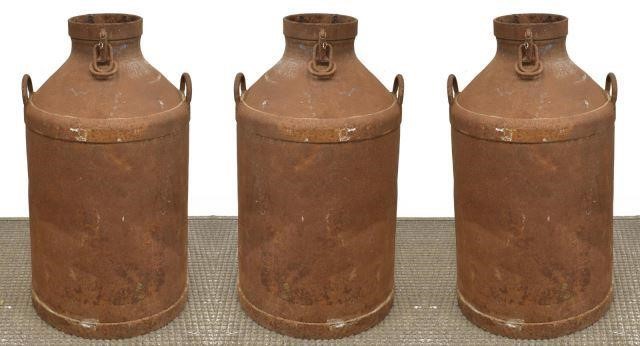 (3) LARGE FRENCH IRON MILK