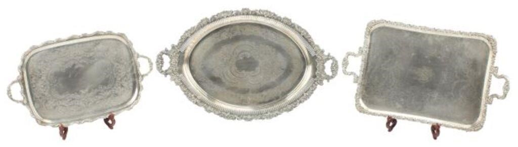 (3) LARGE SILVERPLATE HANDLED