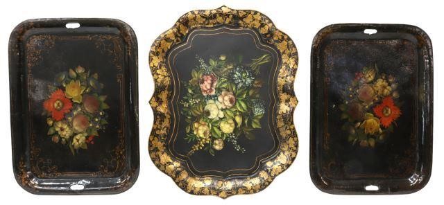 (3) LARGE TOLE PAINTED & PARCEL