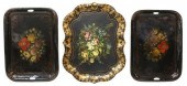 (3) LARGE TOLE PAINTED & PARCE