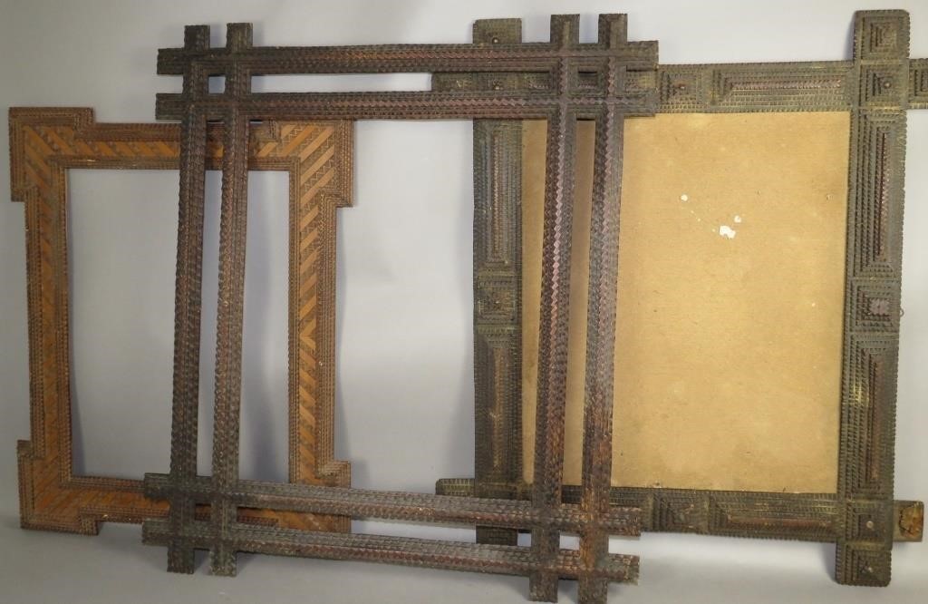 3 LARGER TRAMP ART FRAMESca. late