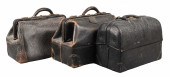 (3) Leather doctors bags, 19th