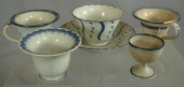3 Leeds pearlware blue feather