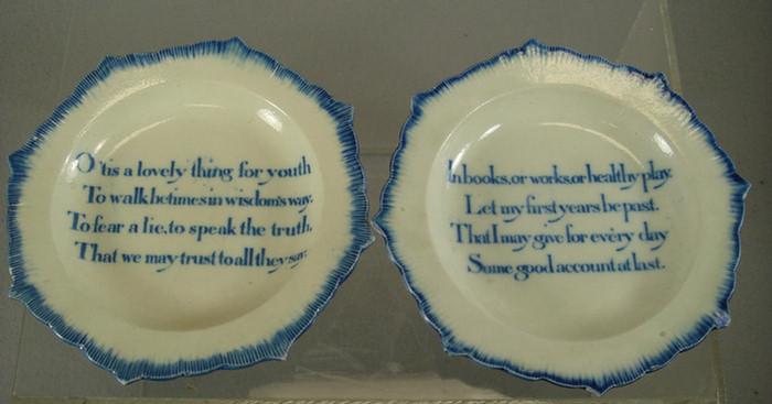 3 Leeds pearlware motto plates, 