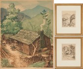 3 LEON PESCHERET ETCHINGS: MT.