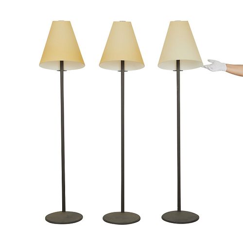 3 LEUCOS FLOOR LAMPS W/ GLASS