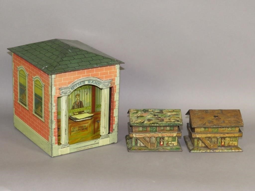 3 LITHOGRAPH TIN BUILDING