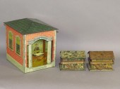 3 LITHOGRAPH TIN BUILDING BANK