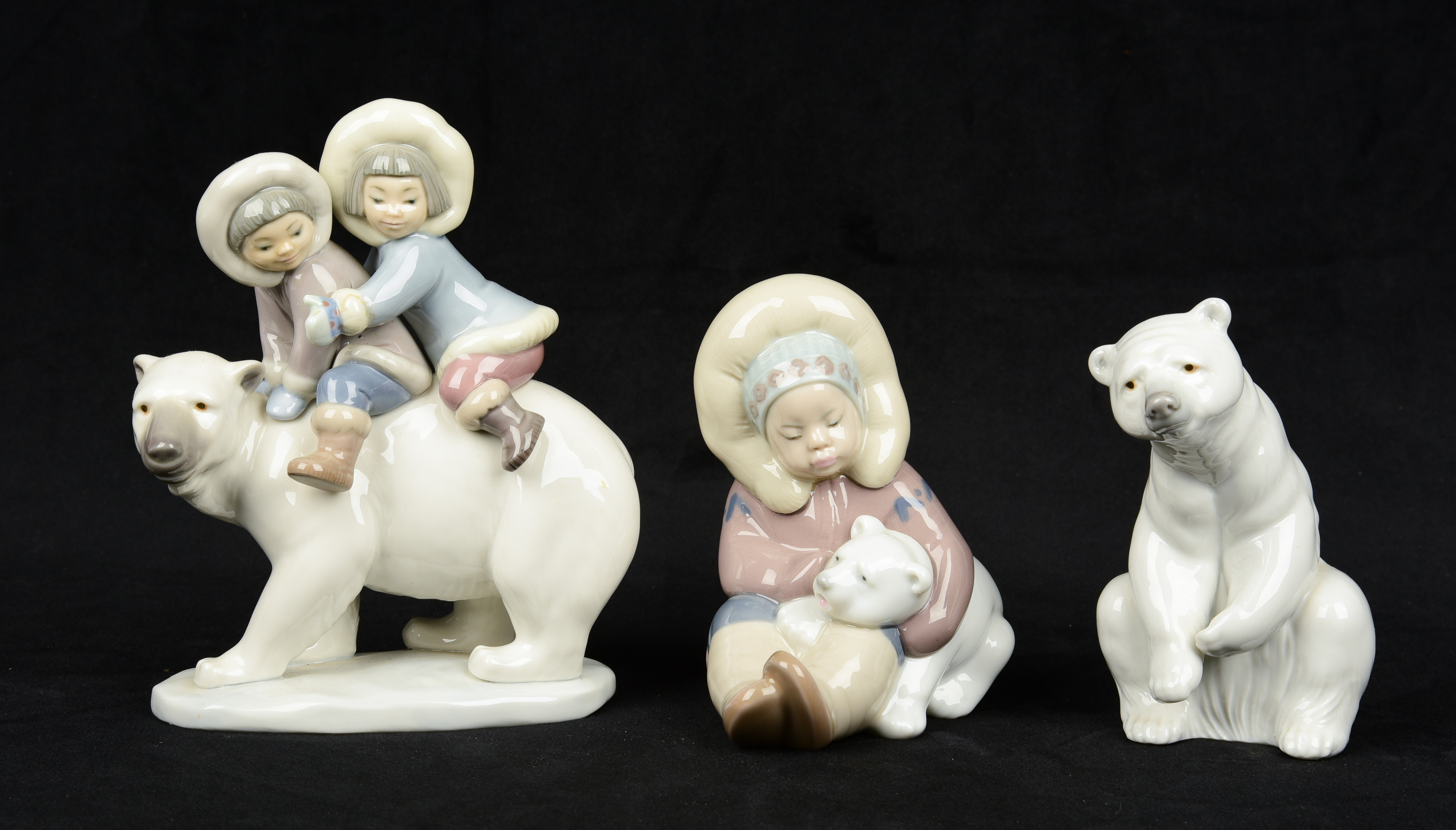 (3) Lladro polar bear & Eskimo