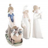(3) Lladro porcelain young gir