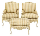 (3) LOUIS XV STYLE SATIN UPHOL
