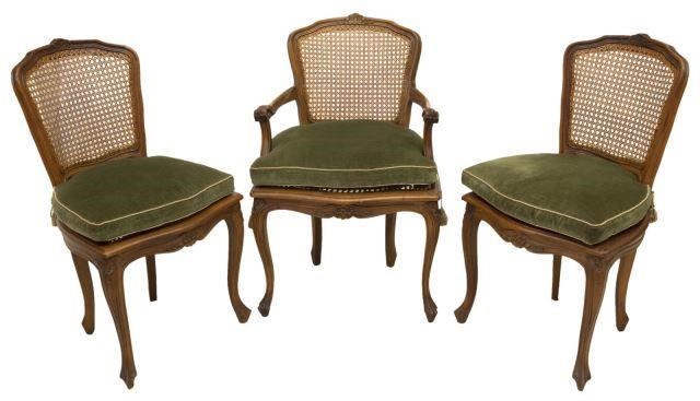 (3) LOUIS XV STYLE WALNUT CANED ARM