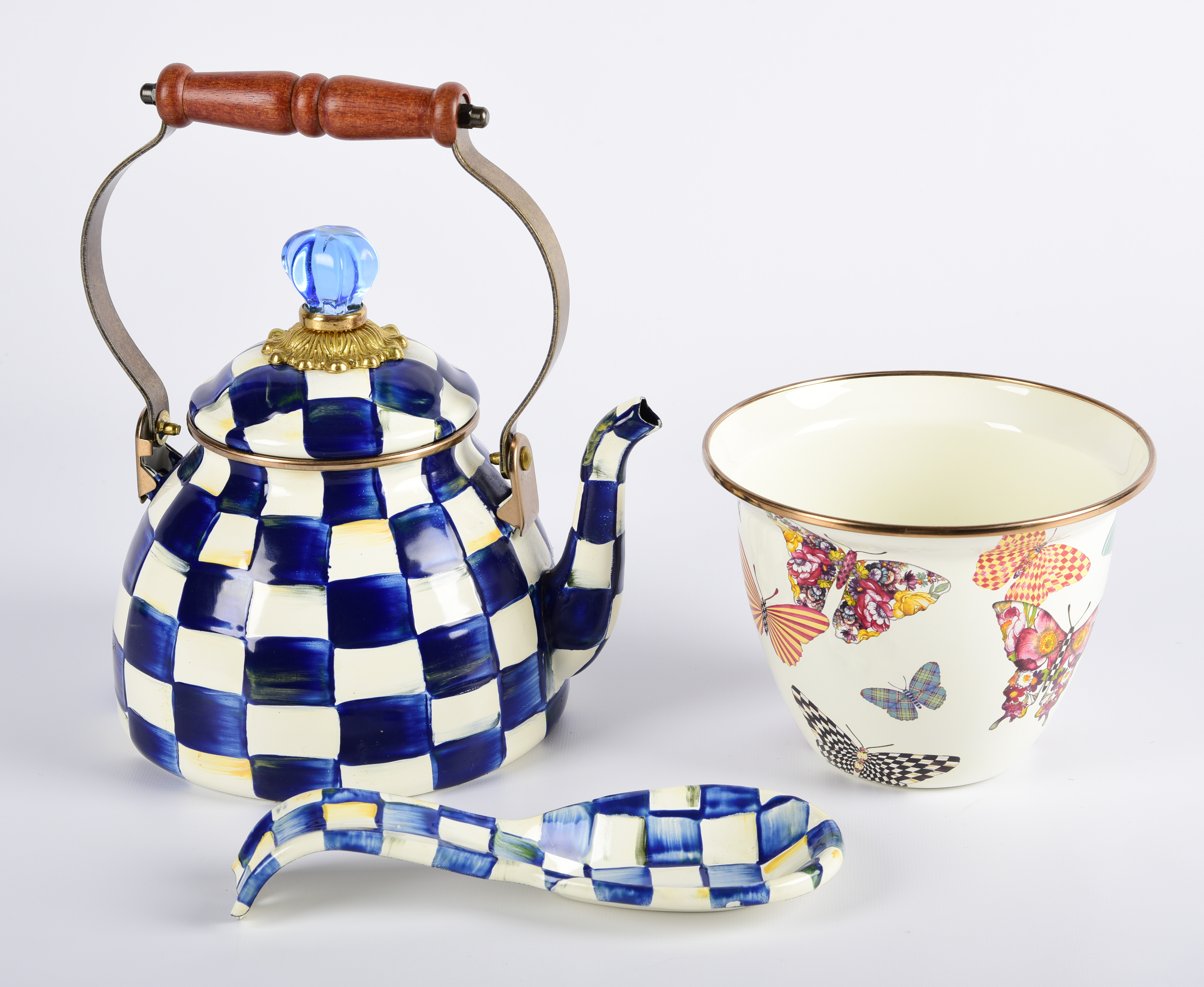 (3) Mackenzie Childs Teapot,