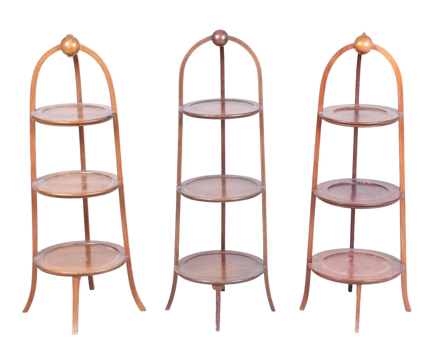 (3) Mahogany 3-tiered dessert