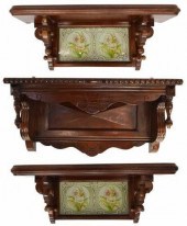 (3) MAHOGANY & STAINED-GLASS H