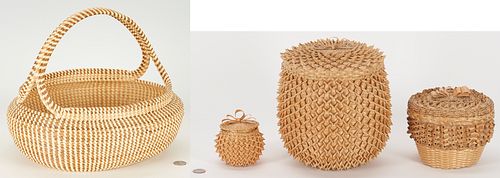 3 MAINE PENOBSCOT PORCUPINE BASKETS