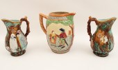 3 MAJOLICA WATER PITCHERS 3 MA
