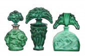 (3) Malachite glass figural sc