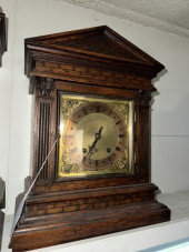 3 MANTLE CLOCKS. (1) OAK CASE,
