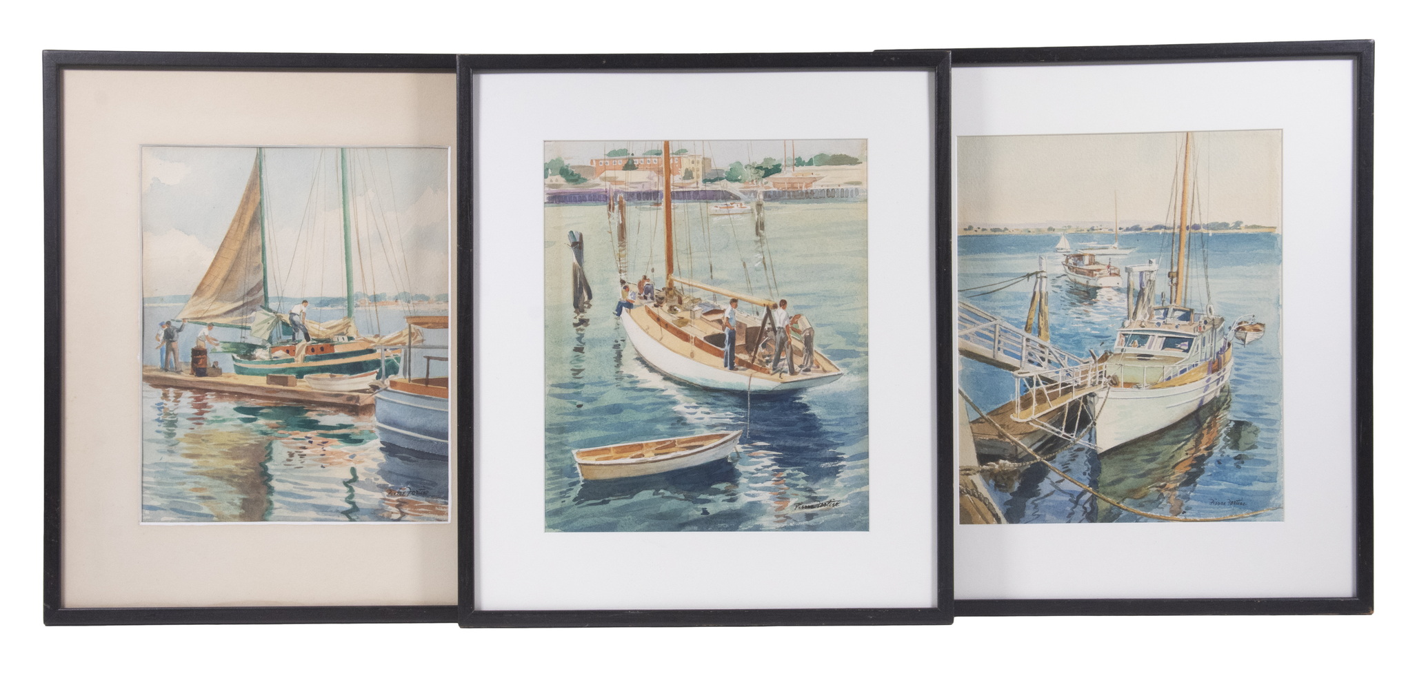 (3) MARINE WATERCOLORS BY PIERRE