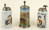 3 MARKED GERMAN METTLACH PORCE