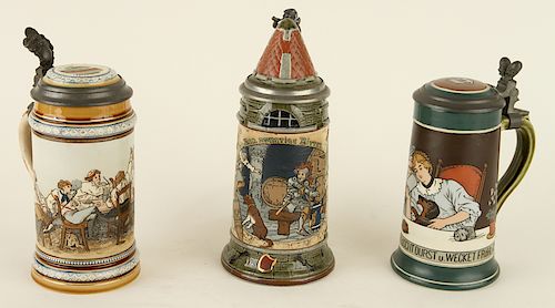 3 MARKED GERMAN METTLACH