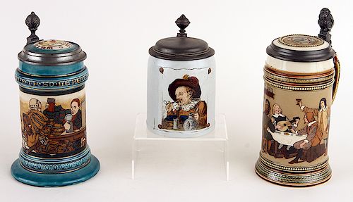 3 MARKED GERMAN METTLACH
