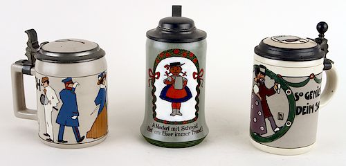 3 MARKED GERMAN METTLACH