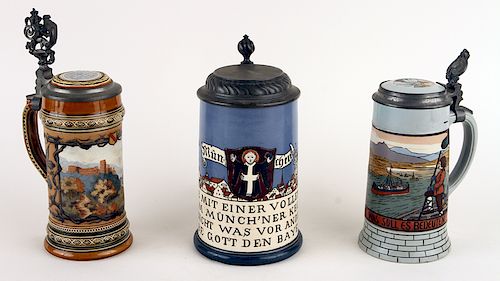 3 MARKED GERMAN METTLACH