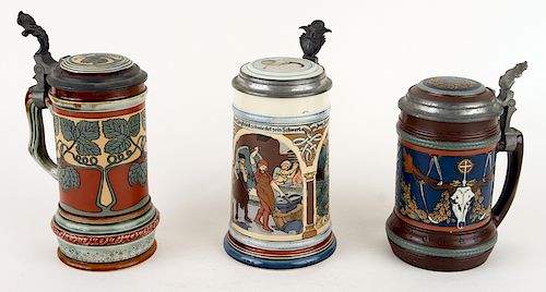 3 MARKED GERMAN METTLACH