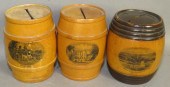 3 MAUCHLINEWARE BARREL BANKSca