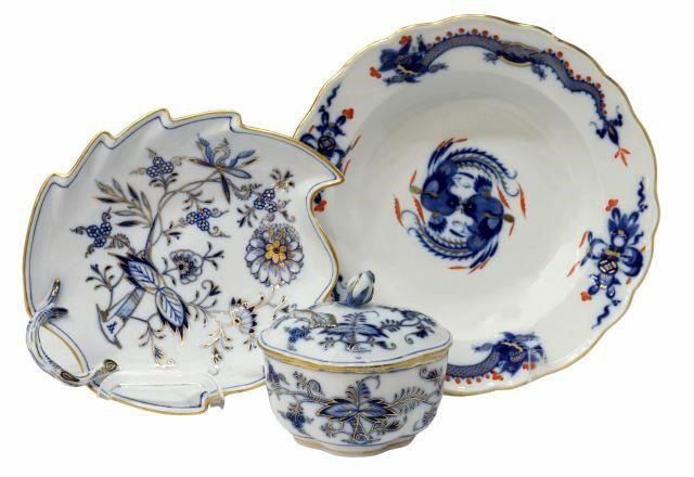 (3) MEISSEN DRAGON BOWL & BLUE