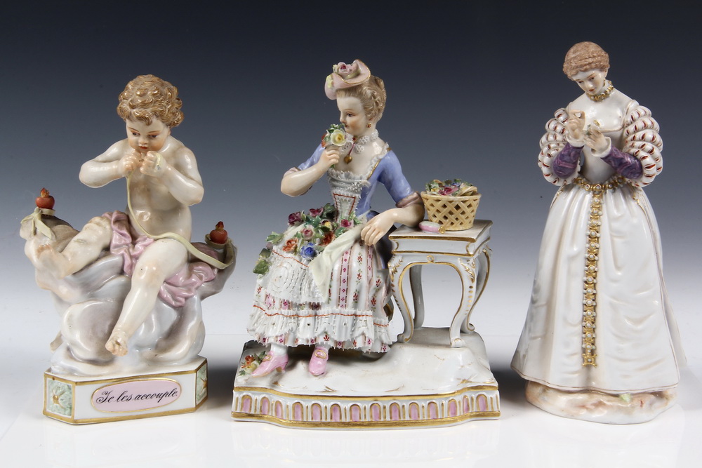 (3) MEISSEN FIGURES - Late 19th c