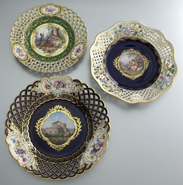 (3) Meissen porcelain cabinet