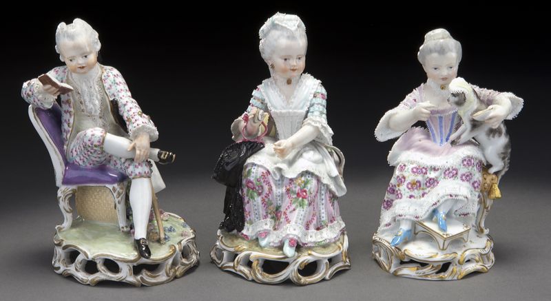 (3) Meissen porcelain figures