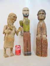 3 MEXICAN FOLK ART WOOD CARVED