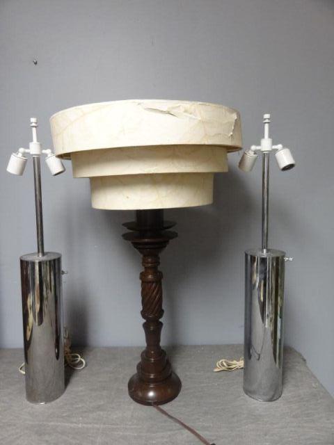 3 Midcentury Lamps a Pair of Chrome