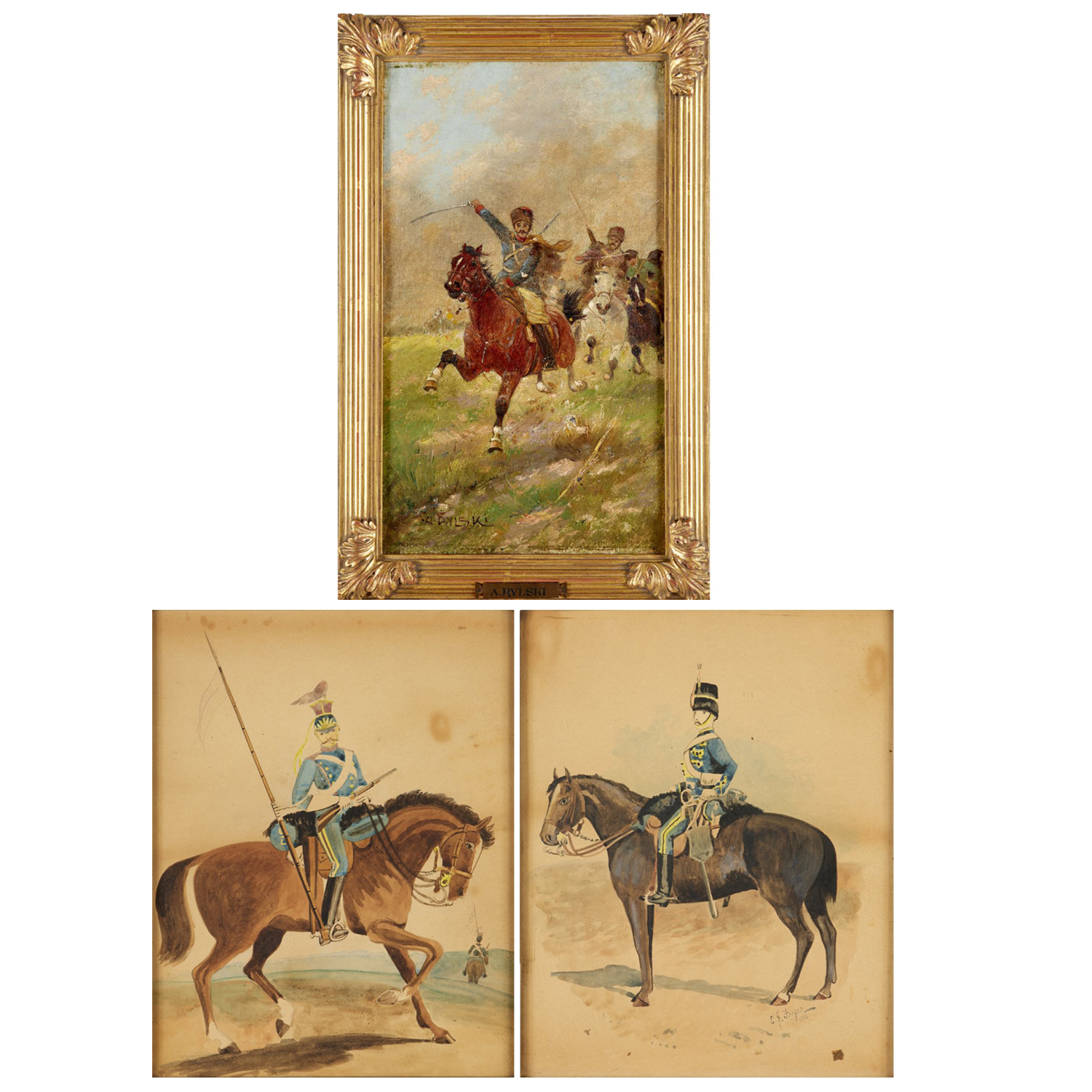 (3) MILITARY PORTRAIT PAINTINGS,
