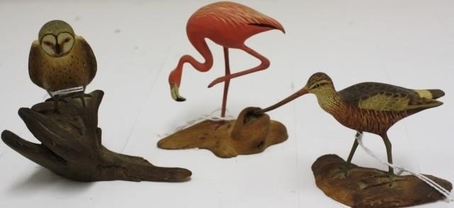 3 MINIATURE CARVED AND PAINTED
