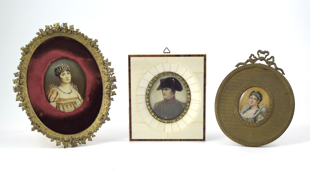 3 MINIATURE PAINTINGS OF NAPOLEON &
