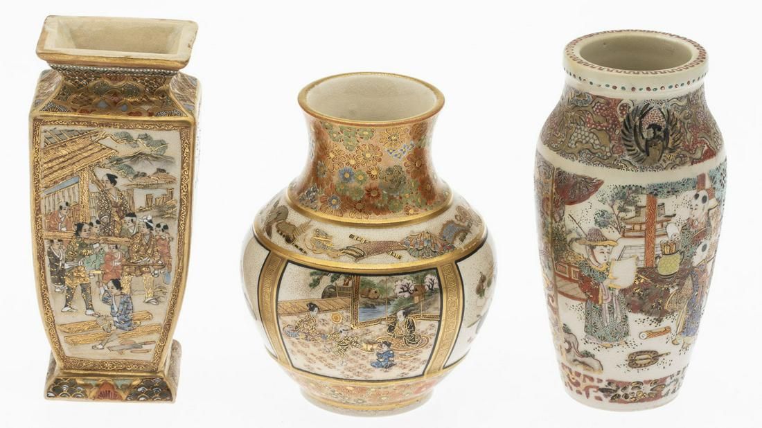 3 MINIATURE SATSUMA VASES3