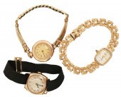 3 MISC. LADIES YELLOW GOLD WAT