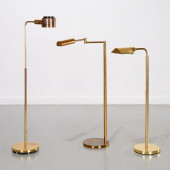 (3) MODERN BRASS FLOOR LAMPS,