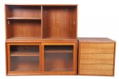(3) Modern Design teak cabinet