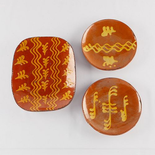 3 MODERN REDWARE CHARGERS SHOONER &