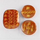 3 MODERN REDWARE CHARGERS SHOO