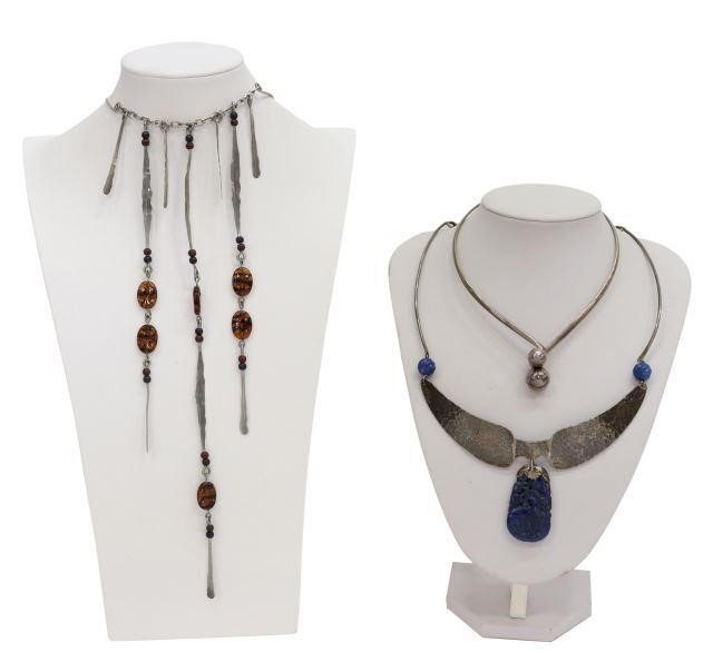 (3) MODERN SILVER, LAPIS & BEADED