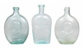 (3) Mold blown glass flask bot