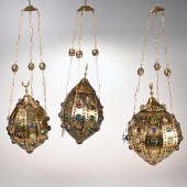 (3) MOROCCAN JEWELED BRASS HAN