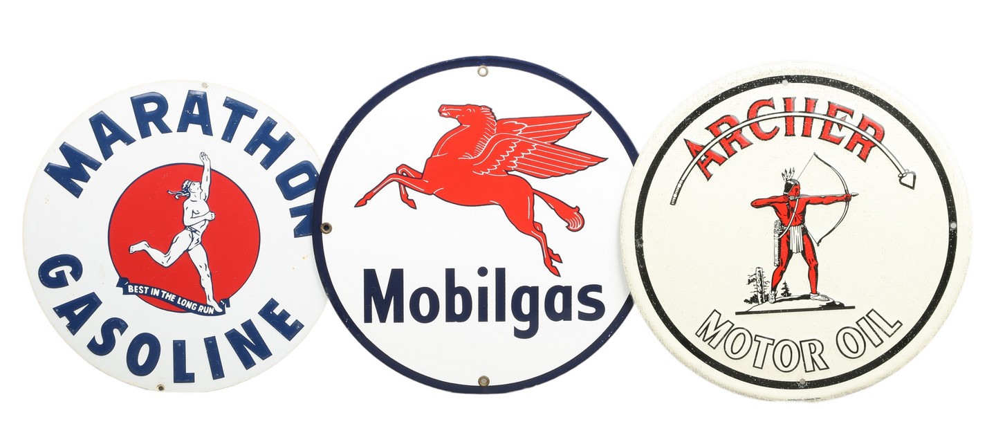 (3) Motor Oil Advertising Signs,